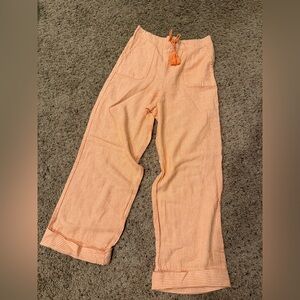 Cato Orange & White Linen Blend Pants Women’s Size Large